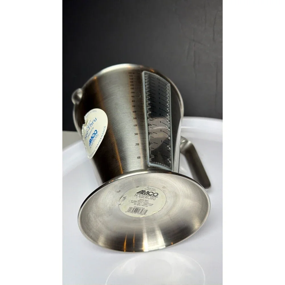Vintage AMCO Houseworks See-Thru Measure 2 Qt Stainless Steel Measuring Cup 8362